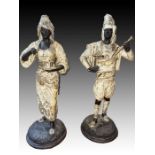 Pair Of Cold Painted Ottoman Figures "Efe & Lady" With Traditional clothes, Signed LOUIS HOTTOT