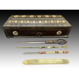 Ottoman Ivory & Silver Inlay Pen Case, With Full Set Of Calligraphy Tools, 18th Century