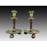 Pair Of Jade Candlesticks With Silver Inlay & Gold Decoration, Ottoman, 19th Century