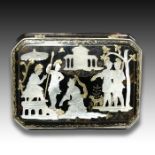 18th century Italian tortoiseshell snuffbox with gold piqué decoration and mother of pearl inlay