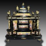 A VIENNESE GILT-METAL AND ENAMEL MOUNTED EBONISED WOOD CASKET AUSTRIA, CIRCA 1890