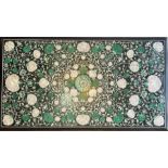 AN ITALIAN INLAID-MARBLE, MALACHITE AND MOTHER-OF-PEARL TABLE TOP 20TH CENTURY