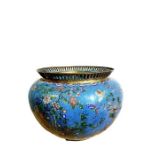 A LARGE CHINESE BRONZE CLOISONNE JARDINIERE, QING DYNASTY (1644-1911)