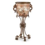 A FRENCH 'JAPONISME' ORMOLU-MOUNTED SATSUMA JARDINIERE-ON-STAND BY MAISON MARNYHAC
