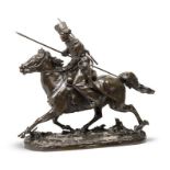 CHARGING COSSACK A BRONZE FIGURAL GROUP CAST BY CHOPIN AFTER THE MODEL BY EVGENI LANCERAY 1848-1886