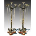 A PAIR OF FRENCH BRONZE CANDELABRA CIRCA 1870, IN MANNER OF BARBEDIENNE