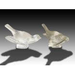 TWO LALIQUE FROSTED GLASS BIRD MODELS