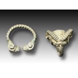 Silver Greek Roman Rings Depicting Rams Head