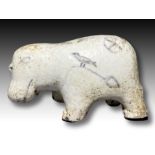 An Egyptian white glazed painted limestone hippopotamus, Middle Kingdom, circa 2055-1600BC