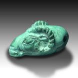 Archaic Greek Malachite Pendant In The Shape Of A Ram Head, Archaic Period 5th Century B.C Or Earlie