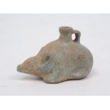 AN EGYPTIAN FAIENCE MOUSE VESSEL, Late period 664-332 BC.