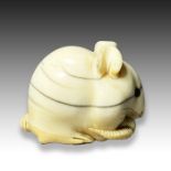 AN IVORY NETSUKE RAT, MEIJI PERIOD