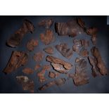 ASSORTMENT OF COPTIC OR EARLIER LEATHER FRAGMENTS WITH INSCRIPTION 6TH/7TH CENTURY