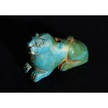 A RARE TURQUOISE ACHAEMENID SEATED LEOPARD AMULET FIRST HALF OF 5TH CENTURY B.C