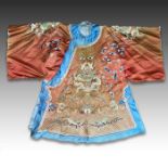 A CHINESE EMBROIDERY DRAGON ROBE, QING DYNASTY (1644-1911)
