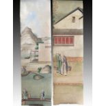 A PAIR OF CHINESE PAINTED WALLPAPER PANELS, QING DYNASTY (1644-1911)