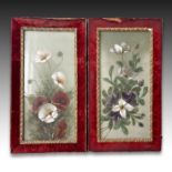 A PAIR OF FLORAL PANELS, MOST PROBABLY LATE QING TO EARLY REPUBLIC PERIOD