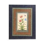 INDIAN SCHOOL: A FINE HAND PAINTED FLORAL INDIAN MINIATURE, 19TH CENTURY