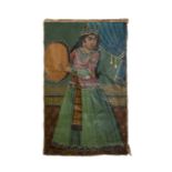 A QAJAR PAINTED PANEL OF A LADY DANCER