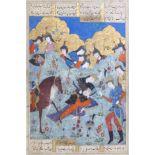 A FRAMED MINIATURE FROM A LARGE SHAHNAME, SAFAVID, 17TH CENTURY