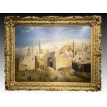 A MONUMENTAL ORIENTALIST PAINTING "IN THE DESERT" SIGNED BY TREVOR HADDON (1864-1941)