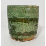 A CHINESE SONG OR LATER GREEN GLAZED POT, SONG DYNASTY OR LATER