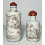 TWO CHINESE IRON RED COPPER GLAZED BOTTLES, QING DYNASTY (1644-1911)