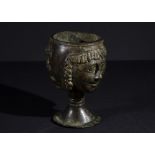 AN EASTERN ROMAN DOUBLE HEADED BRONZE CHALICE, CIRCA 3RD-4TH CENTURY A.D