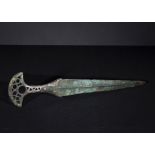 CELTIC OR SOUTHERN EUROPE DAGGER ( LA TENE CULTURE) WITH OPENWORK SILVER HANDLE CIRCA 300 B.C.