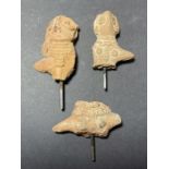 THREE INDUS VALLEY HARAPPA TERRACOTTA FRAGMENTS CIRCA 2ND MILLENNIUM B.C.