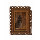 OIL ON BOARD ORIENTALIST PAINTING DEPICTING AN OLD LADY, 19TH CENTURY, SIGNED