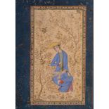 A YOUNG MAN SITTING ON A ROCK, LATE SAFAVID, 18TH CENTURY