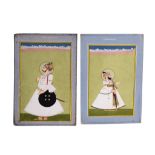 TWO MUGHAL NOBLE MAN MINIATURES, ONE IN FESTIVE ATTIRE & ONE WITH A SWORD, 19TH CENTURY OR EARLIER