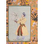 A FLORAL INDIAN MINIAUTRE OF A MAN AND A DOVE, RAJASTHAN, INDIA 19TH/20TH CENTURY