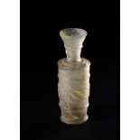 A HIGHLY RARE RIBBED CLEAR GLASS BOTTLE, 11TH/12TH CENTURY OR EARLIER, FATIMID