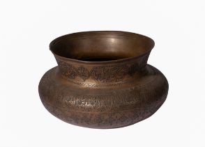 A ISLAMIC TINNED COPPER BASIN WITH CALLIGRAPHY, 19TH CENTURY