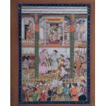 MUGHAL EMPEROR SHAH JAHAN IN DURBAR WITH HIS SONS, INDIA 19TH CENTURY