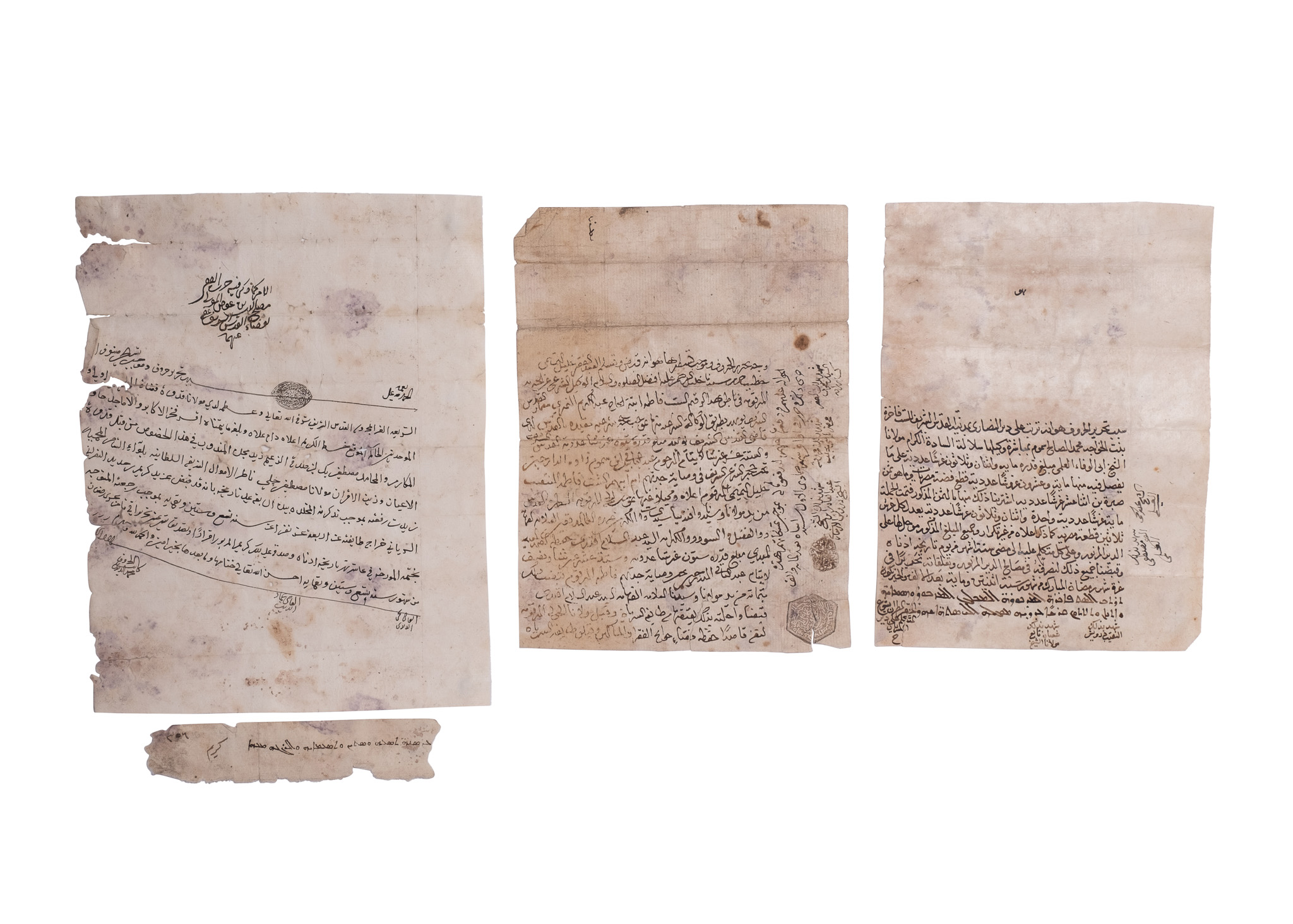 THREE OTTOMAN IMPORTANT DOCUMENTS FOLIOS, OTTOMAN TURKEY 16TH CENTURY