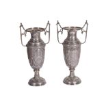 A PAIR OF SILVER VASES, QAJAR IRAN, 19TH CENTURY