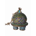 AN ENAMELLED HANGING LAMP, ANDALUSIA, 19TH/20TH CENTURY