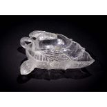 AN INDIAN MUGHAL CARVED ROCK CRYSTAL DISH IN THE SHAPE OF A LEAF, 19TH CENTURY