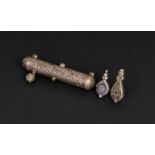 A SILVER SCROLL CASE, TWO SILVER SCROLL SEALS, OTTOMAN 19TH CENTURY, TURKEY