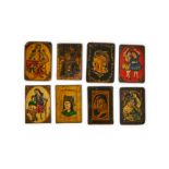 A SET OF EIGHT MINIATURE QAJAR PANELS, PERSIA 19TH CENTURY