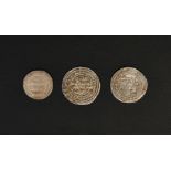 THREE SILVER ISLAMIC DIRHAM (COINS)