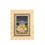A DOUBLE SIDED INDIAN MINIATURE OF A RECLINING PRINCESS & MUGHAL FLOWERS, 18TH CENTURY, MUGHAL
