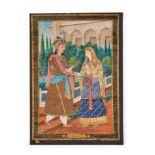 AN INDIAN WATERCOLOUR OF A LOVER COUPLE, 19TH CENTURY
