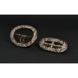 TWO GEM SET BELT BUCKLES, INDIA 19TH CENTURY