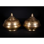 A PAIR OF GILT-COPPER (TOMBAK) COVERED BOWLS (SAHAN) OTTOMAN TURKEY, LATE 18TH CENTURY