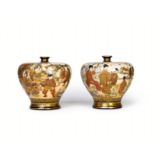 A PAIR OF JAPANESE SATSUMA VASES SIGNED KINKOZAN, MEIJI PERIOD (1868-1912)