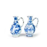 A PAIR OF CHINESE BLUE & WHITE FIGURAL JUGS, TRANSITIONAL PERIOD CHONGZHEN (1627-1644)